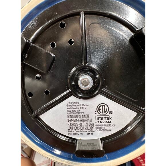 Temp-tations by Tara Classic Electric Gravy Boat w/Warmer Blue/Navy Excellent! - Picture 8 of 8